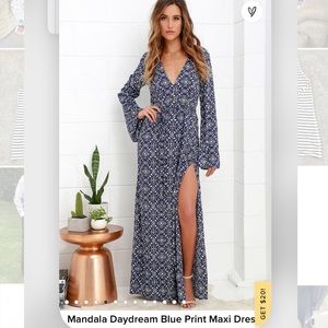 Mandala blue print maxi dress by Lulus.